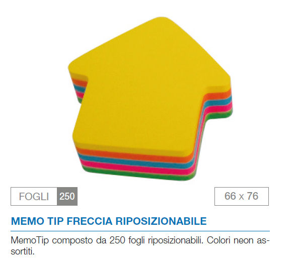 MEMO BLOCCO ADESIVO FRECCIA CM.6x7 250ff. MEMO TIP NIKOFFICE