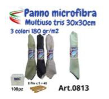 PANNO MICROFIBRA MULTIUSO CM.30x30 CONF.3PZ. GR.180 HOLA!  IPM
