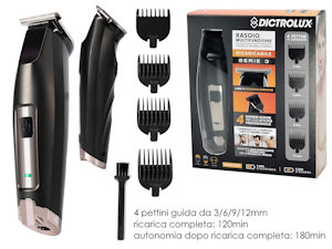 RASOIO ELETTRICO RICARICABILE 4 PETTINI 791053 DICTROLUX