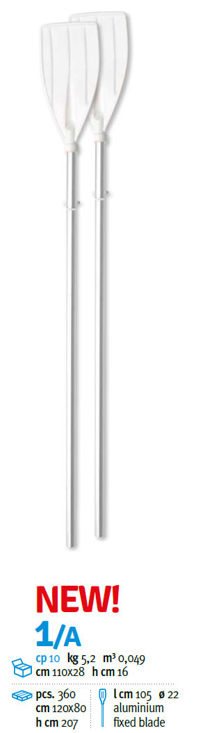 REMI COPPIA MANICO IN ALLUMINIO O LEGNO CM.105 PALA FISSA D.22 ART1A ADRIATIC