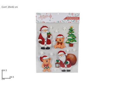 VETROFANIA NATALIZIA CON 5 SOGGETTI BABBO NATALE E ORSETTI DUESSE