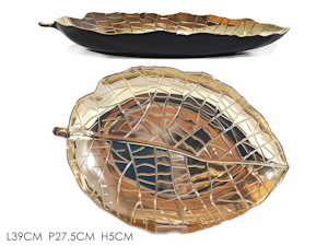CENTROTAVOLA VASSOIO IN PLASTICA SAGOMATO FOGLIA ORO CM.39x27xH.5 571728 GENERAL