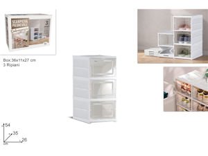 SCARPIERA IN PLASTICA RICHIUDIBILE SLAVASPAZIO 3 RIPIANI BIANCA CM.26x35xH.54 DU