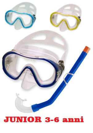 MASCHERA SET JUNIOR 3-6 ANNI OSTRICA IN VETRO PLASTICO CON TUBO CUSTODIA 76307