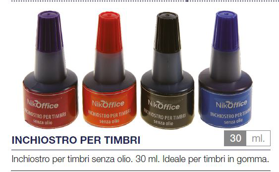 TIMBRO SOLO INCHIOSTRO PER CUSCINETTO FLACONE 30ML. ROSSO NIKOFFICE