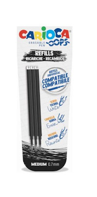 PENNA CANCELLABILE CARIOCA OOPS EASY REFIL SOLO REFIL NERO CONF.3PZ.