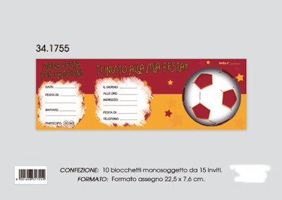 INVITO TIFOSO GIALLO ROSSO INVITO ASSEGNO DA 15 FOGLI