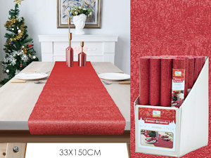 TAVOLA SOLO RUNNER NATALIZIO CM.33x150 GLITTER ROSSO 645259 GENERAL