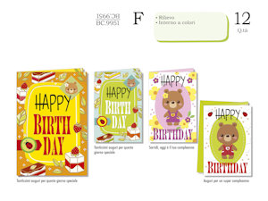 BIGLIETTI COMPLEANNO BAMBINI ORSETTO BC.9951 PEZZI 12