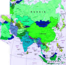 CARTINA GEOGRAFICA MURALE ASIA CM.100x140