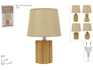 LAMPADA LUMETTO IN CERAMICA BASE SAGOMATA TORTORA CM.18x18xH.30 DUESSE