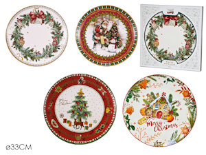 CENTROTAVOLA PIATTO IN CERAMICA CON DECORI NATALIZI CM.D.33 452824 GENERAL