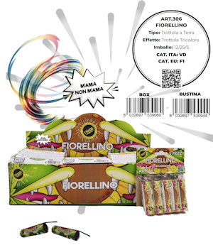 PETARDO EFFETTO TROTTOLA TRICOLORE FIORELLINO CONF.5PZ. ART.306