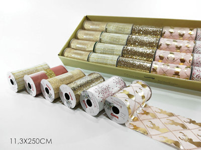 NASTRO ROTOLO DECORATIVO ORGANZA CM.11.3x250 VARI COLORI 6ASS 412455 GENERAL
