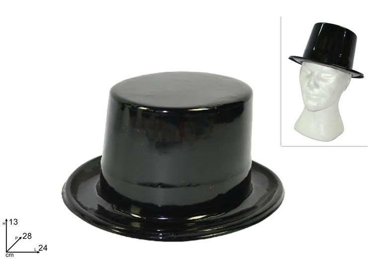 ACCESSORI TESTA CAPPELLO CILINDRO NERO IN PLASTICA DUESSE