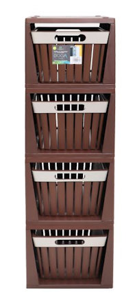 CASSETTIERA IN PLASTICA LINEA DOGA 4 CASSETTI CM.26x27xH.80 MOKA ECOPLAST