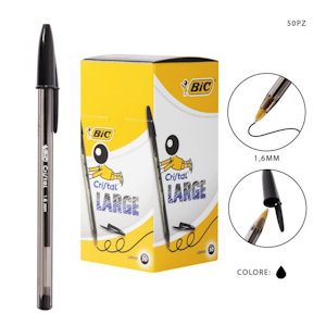 PENNA BIC CRISTAL LARGE NERA PUNTA 1,6MM. pezzi 50