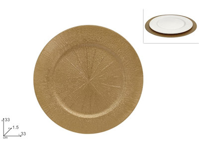PIATTO SOLO SOTTOPIATTO IN PVC D.33 LUCIDO ORO RIGATO DUESSE