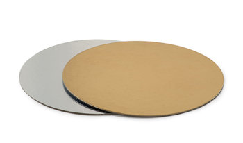 SOTTOTORTA ACCOPPIATO TONDO ORO E ARGENTO D.38CM. DECORA