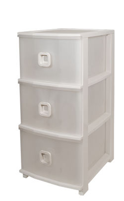 CASSETTIERA IN PLASTICA PRATIKA SLIM PLUS 3 CASSETTI CM.37x28xH.61 BIANCA TRASPA