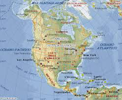 CARTINA GEOGRAFICA MURALE AMERICA NORD CM.100x140