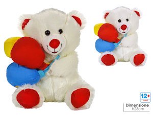 PELUCHE ORSO BIANCO SEDUTO CON CUORE CM.25 721875 GENERAL