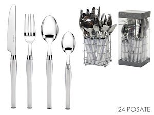 POSATE SERVIZIO 24 PZ. CON CESTINO IN ACCIAIO SHARON BIANCO 576600 GENERAL