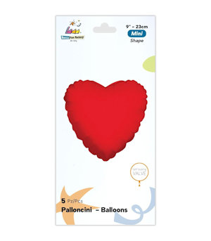 PALLONCINO MYLAR SAGOMA CUORE MONOCOLORE ROSSO 9 POLLICI  CM.23 ROCCA PEZZI 5