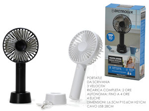 VENTILATORE DA TAVOLO MINI CM.D.10 A BATTERIA RICARIBABILE SU BASE 586142 DICTRO