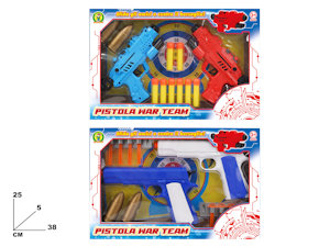 ARMI PISTOLA CON PROIETTILI DARDI E BERSAGLIO WAR TEAM CONF. 2 PISTOLE MAZ.