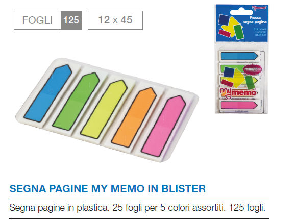 MEMO SEGNA PAGINA ADESIVO FRECCE COLORI ASS. BORDO NERO CONF. 5 STRISCE NIKOFFIC