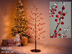 ALBERO NATALE CM.150 CON 635 LUCI LED CON BACCHE ROSSE 450151 GENERAL