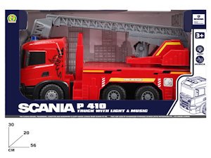 POMPIERI CAMION A FRIZIONE CM.56 SCANIA CON SCALA LUCI E SUONI SCATOLATO MAZ.