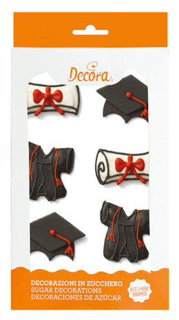 DECORAZIONI IN ZUCCHERO LAUREA CONF.6PZ. DECORA