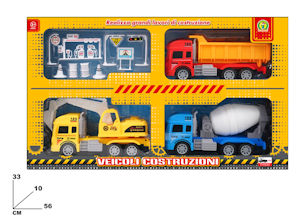MEZZI DA LAVORO CAMION SET 3PZ. IN SCATOLA CON ACCESSORI CM.33x46 MAZ.