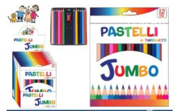 PASTELLI IN LEGNO MEGA DA 12 CON TEMPERINO EOLD.