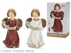 PERS. ANGELO IN CERAMICA IN PIEDI CON ORGANETTO CM.H.27 447330 GENERAL