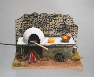 SCENARIO FORNO SU FOCOLARE CON LUCI A BATTERIA CM.14x24x16 EURONATALE