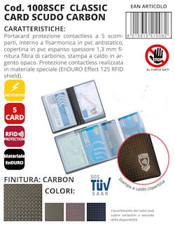 PORTA CARD PROTEZIONE SCUDO CONTACTLESS A LIBRO 5 SCOMPARTI IN PVC ALPLA 1008SCF