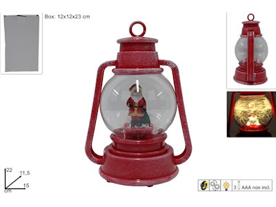 CARILLON NATALIZIO SUONI E LUCI IN LANTERNA IN PLASTICA ROSSA CM.15xH.22 DUESS