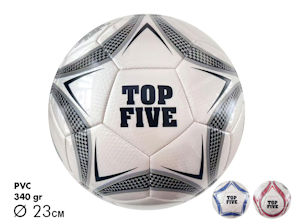 PALLONE CALCIO CUOIO TOP FIVE TEAM N.5 SGONFIO 340gr. MAZ.