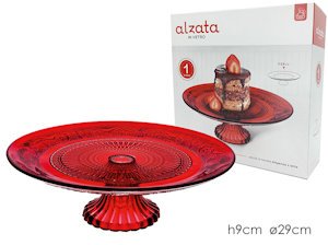 CENTROTAVOLA ALZATA IN VETRO ROSSA CM.9xD.29 521958 GENERAL