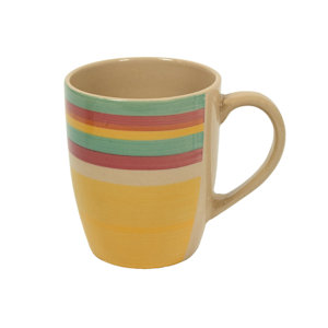 TAZZA IN CERAMICA MUG 400ML. SUN POWER GIALLA CON FASCE 1648542 KASAVIVA