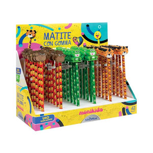 MATITA CON GOMMA FANTASIA ANIMALI NIKOFFICE PEZZI 42