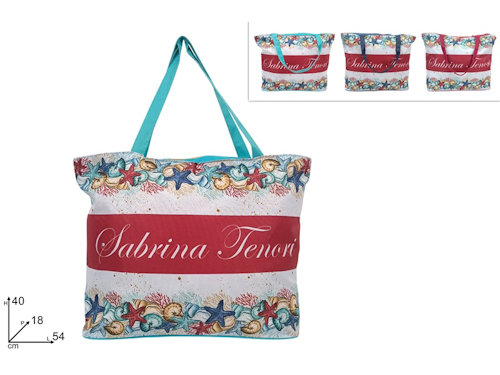 BORSA MARE CM.40x19x54 FANTASIA SABRINA TENORI DECORO CONCHIGLIE DUESSE