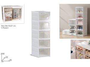 SCARPIERA IN PLASTICA RICHIUDIBILE SLAVASPAZIO 5 RIPIANI BIANCA CM.26x35xH.88 DU