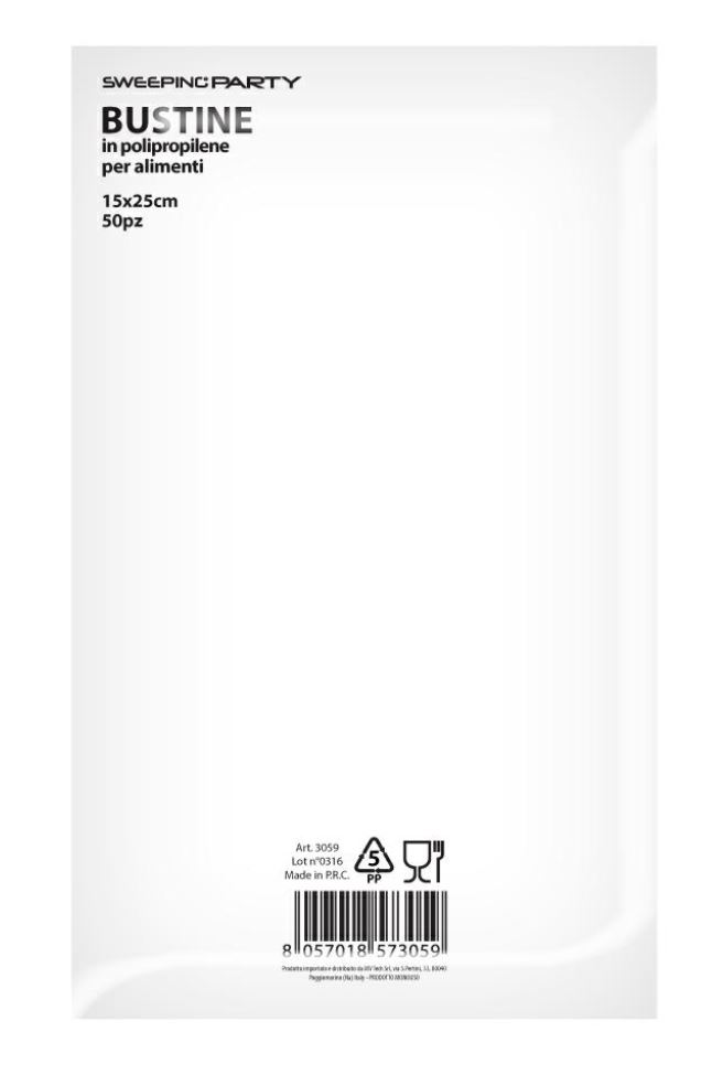BUSTINE IN PPL NEUTRO CRYSTAL CM.15x25 conf. da 50PZ. ANCHE x ALIMENTI SWEEPING