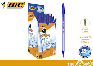 PENNA BIC CRISTAL SOFT BLU PUNTA 1,2MM. pezzi 50