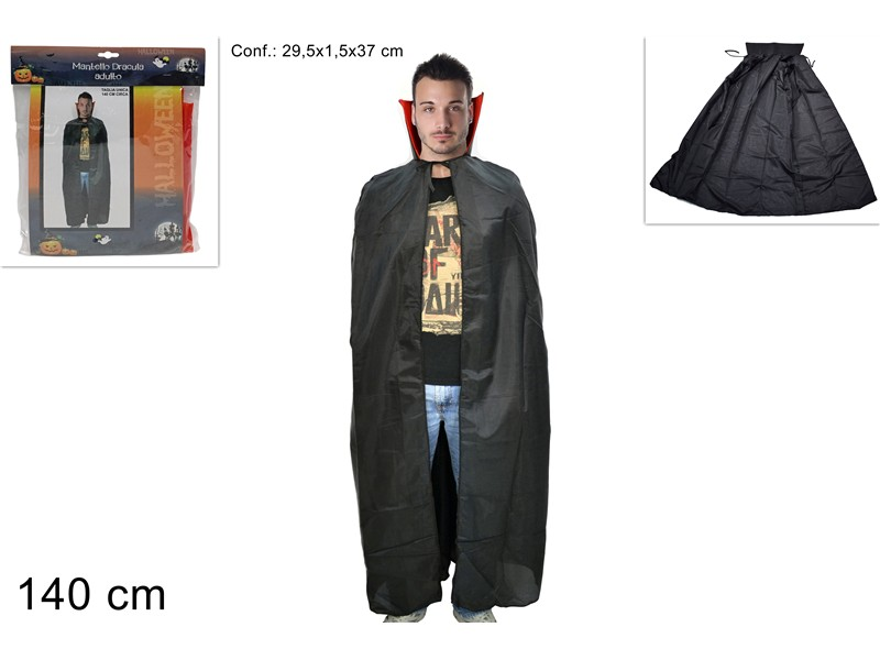 HALLOWEEN ACCESSORI PERSONA MANTELLO NERO DRACULA ADULTO CM.140 DUESSE