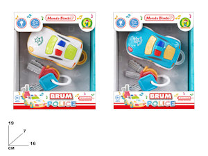 PRIME ATTIVITA' MUSICALI CHIAVI CON SAGOMA BABY AUTO POLICE BRUM IN SCATOLA MAZ